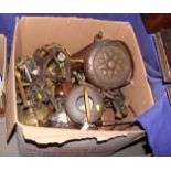 A large collection of assorted brass and copper ornaments, etc