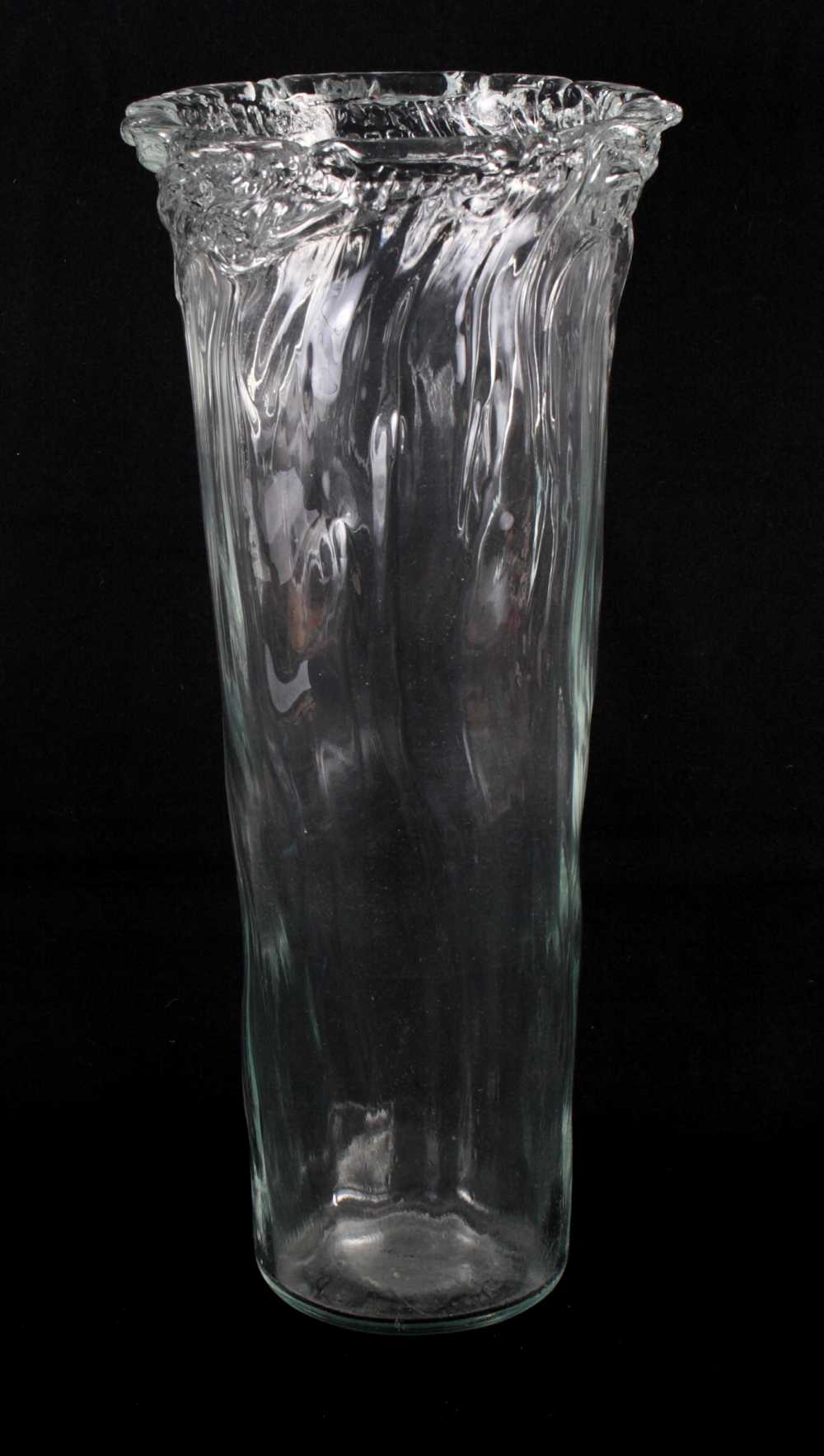 A cylindrical hand blown glass vase, 20" high, and assorted decorative ceramics, etc