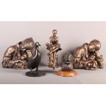 Three cold cast bronzes by Frith Sculptures and two others