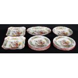 A 19th Century Copeland Spode dessert service comprising eleven plates, two square dishes, one