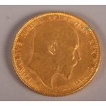 A gold sovereign dated 1904