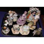 A Coalport limited edition figure of a Land Army girl, "Stella", two 18th Century style figures of