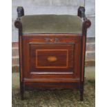 A late 19th Century piano stool with turned side rails and fall front