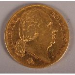 A French 20 franc gold coin dated 1817
