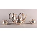 A Mappin & Webb Eric Clements silver plated five-piece teaset with ebony handles