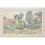 Arthur Robertson: watercolours, "Compton Village", 7" x 11", unframed, and English mid 19th