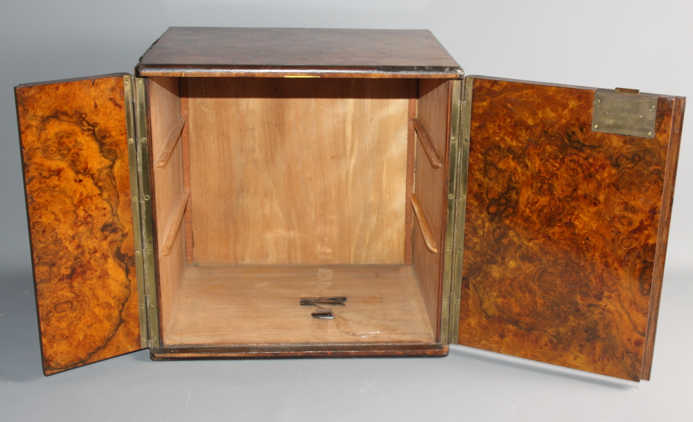 A burr walnut and ebony strung box with part fitted interior, 12" wide - Image 3 of 3