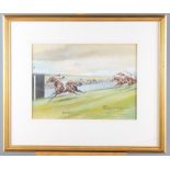 John Beer: watercolours and gouache, a pair of racecourse studies, "Cesarewitch 1902" and "Markeaton