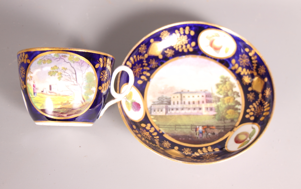 An early 19th Century Bute New Hall cup and saucer with landscape decoration - Image 2 of 4