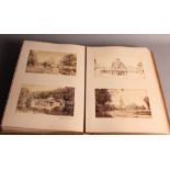 A Victorian leather bound photograph album containing 72 photographs taken in the 1870/80's,