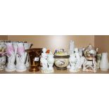 A collection of pottery and porcelain to include a bisque bust of Queen Victoria, a Berlin porcelain