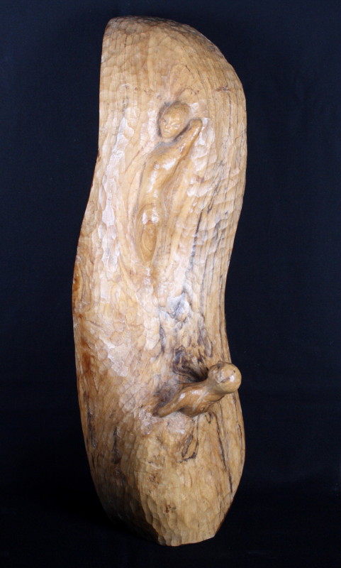 A spalled birch sculpture of water nymphs, 24" high