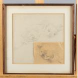 Violet, Duchess of Rutland: a pencil study of a dog, inscribed verso, 6 1/2" x 7", five other