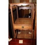 An oak square lamp table with glass top, fitted drawer to undershelf, 14" wide, and a Georgian