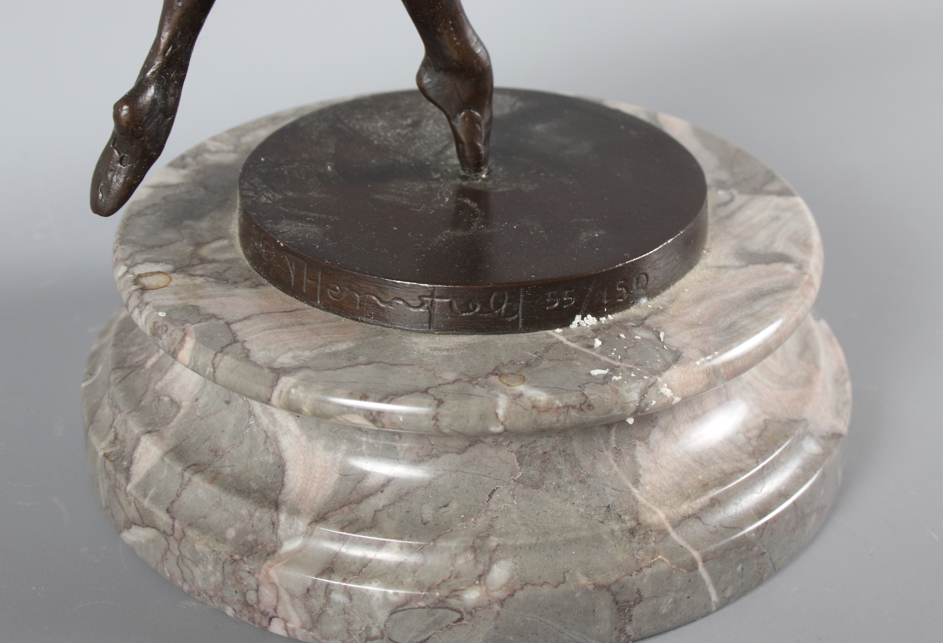 T Merrifield: a bronze sculpture of a ballerina on points, limited edition 55/150, on circular - Image 3 of 4