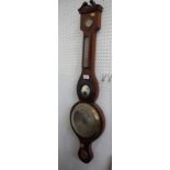 An early 19th Century mahogany cased banjo barometer, thermometer and hygrometer by Negretti &