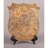 A cast brass plaque, Arms of Luton Bedfordshire, 8.5" high