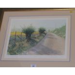 Richard Wardle 1990: a signed limited edition print, "On Wenlock Edge", 14/90, in gilt frame