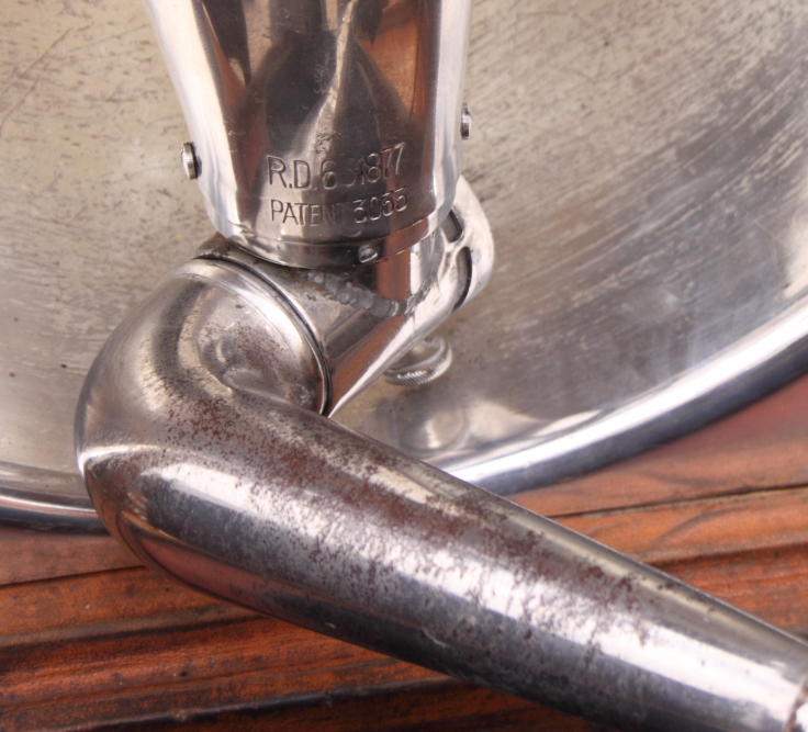 A portable gramophone by the Gramophone Company, leather covered case with lid inset hemispherical - Image 2 of 3