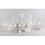 Five late 19th Century/early 20th Century decanters and two goblets