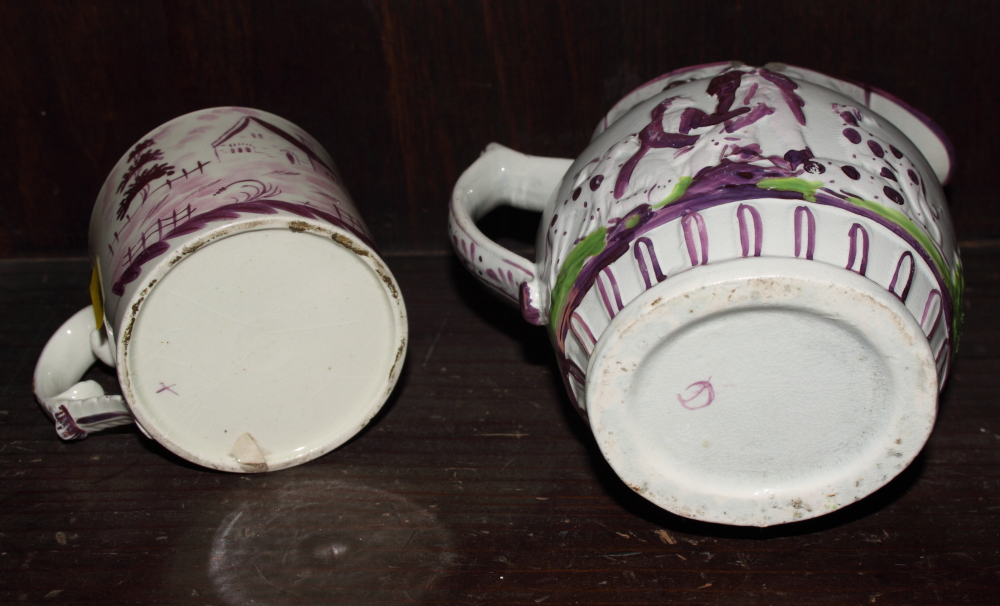 A brass double table lamp with green glass shades, a Sunderland lustre jug and mug, a Royal - Image 6 of 7