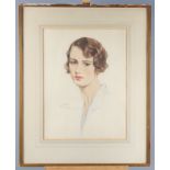 Leo Klin 1926 and 1928: a pair of pastels studies, Lady Broughton and one other lady, 16" x 12 1/4",