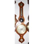 A mid 19th Century oak cased syphon tube barometer with thermometer, hygrometer and mirror, 39"