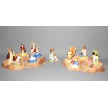 Seven Royal Doulton Bunnykins china figures, three Beswick Beatrix Potter figures and one other,