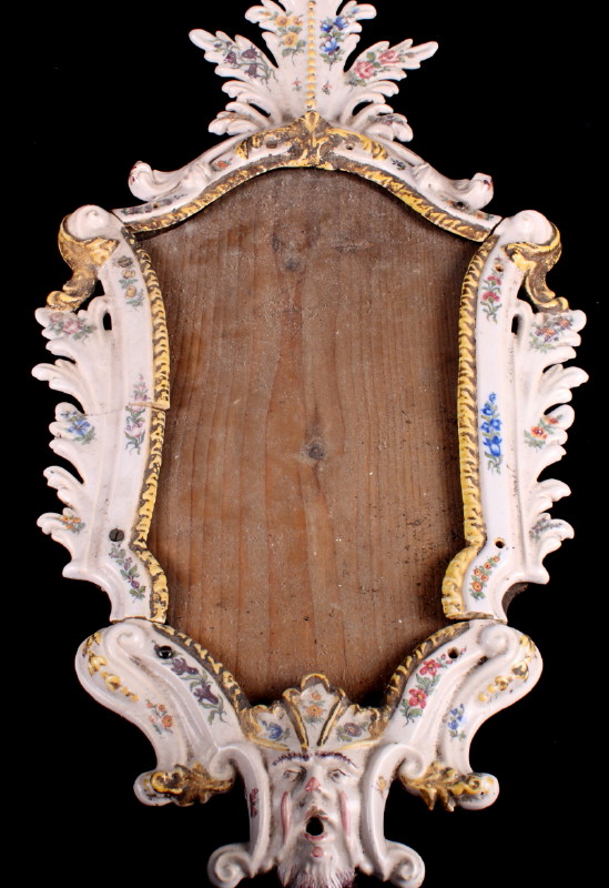 A 19th Century faience pottery mirror frame, 27" high (a/f) - Image 3 of 5