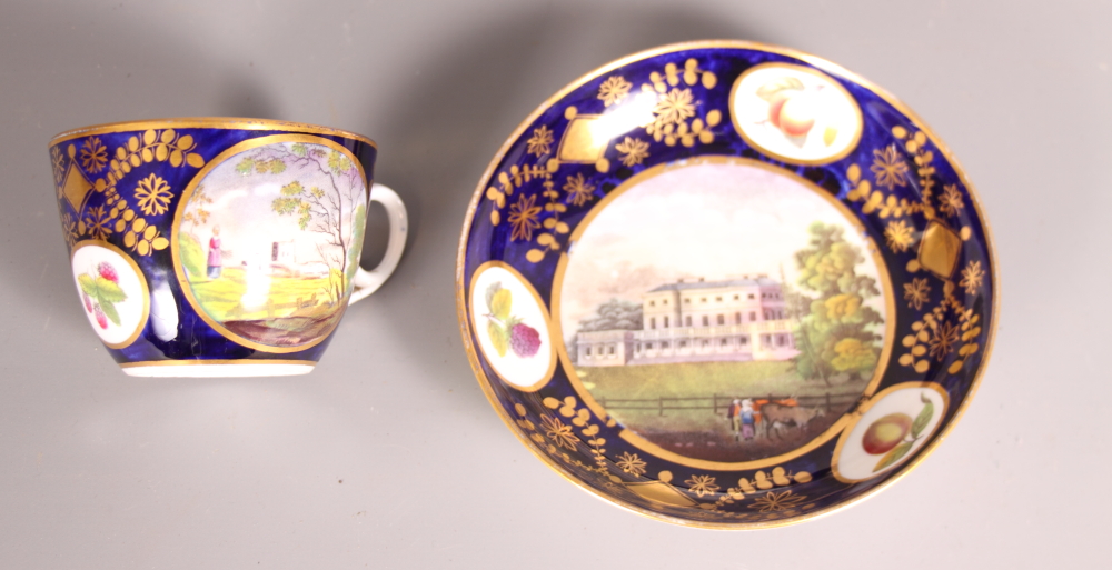 An early 19th Century Bute New Hall cup and saucer with landscape decoration - Image 3 of 4