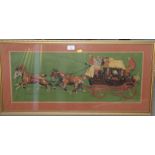 Cecil Aldin: a framed coloured print of the Eton Coach, 11" x 28", and a framed coloured