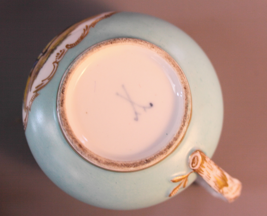 A 19th Century Meissen pale blue and pink cup and saucer, Vienna bonbon dishes, German bisque tennis - Image 2 of 4