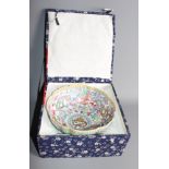 A 20th Century Chinese eggshell china bowl of lobed form decorated dragons and flowers, seal mark to