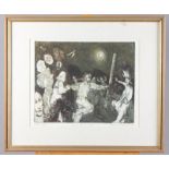 Michael Gabriel 1973: an artist's proof etching, "Dance on the Eve of May", in gilt strip frame