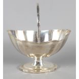 A Georgian silver swing-handled pedestal basket with bright cut decoration, 8.2oz troy approx