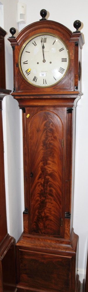 A 19th Century long case clock in mahogany case with circular white enamel dial inscribed "Bateman