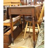 A Georgian mahogany Pembroke table, fitted drawer with lock, on turned and castored supports, 36"