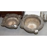 Two 19th Century white marble mortars