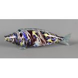 A Murano mottled glass fish, 21" long