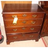 A 19th Century mahogany chest of three long and two short drawers, on bracket supports, 42 1/2"