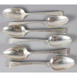 A matched set of six Georgian silver Old English pattern tablespoons, 13.7oz troy approx