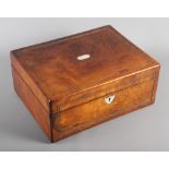 An early 19th Century rosewood and pewter line inlaid workbox with fitted interior, 12" wide