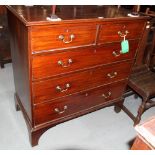 A Victorian mahogany chest of three long and two short drawers, 41" wide