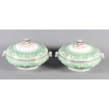 A pair of green Wedgwood "Florentine" tureens