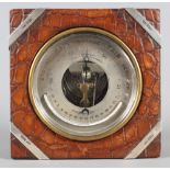 A J C Vickery crocodile and silver cased barometer, hallmarks 1924, 5 2/3" x 5 1/2" high