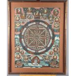 A Buddhist thangka, 20" x 15", in bamboo effect frame