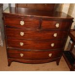 A 19th Century mahogany bowfront chest, fitted two short and three long drawers with ring handles,