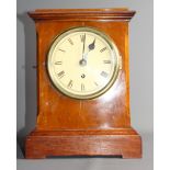 A late 19th Century mantel clock in plain mahogany case, single fusee movement, 14" high