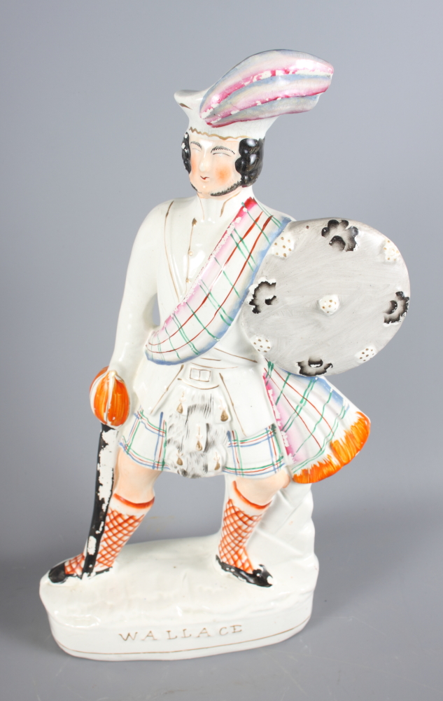 A Staffordshire flat back figure of Wallace, 17" high, and another, weigh goat, and one other, - Image 2 of 3