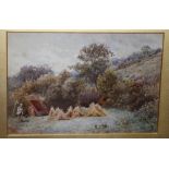 F Crozier: a 19th Century watercolour, "Mountain Cornfield", signed, 7" x 10", and another late 19th